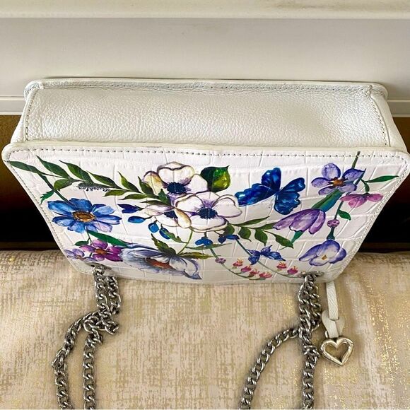 Authentic Brighton Sylvie White Floral Chain Shoulder/Crossbody Bag/Purse. EUC! - Picture 11 of 13